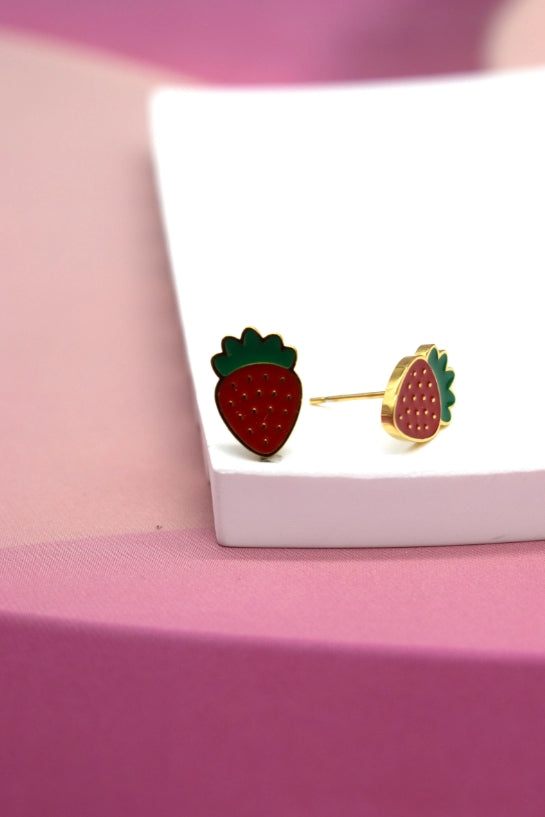 Boucles d'oreilles en acier inoxydable fraise