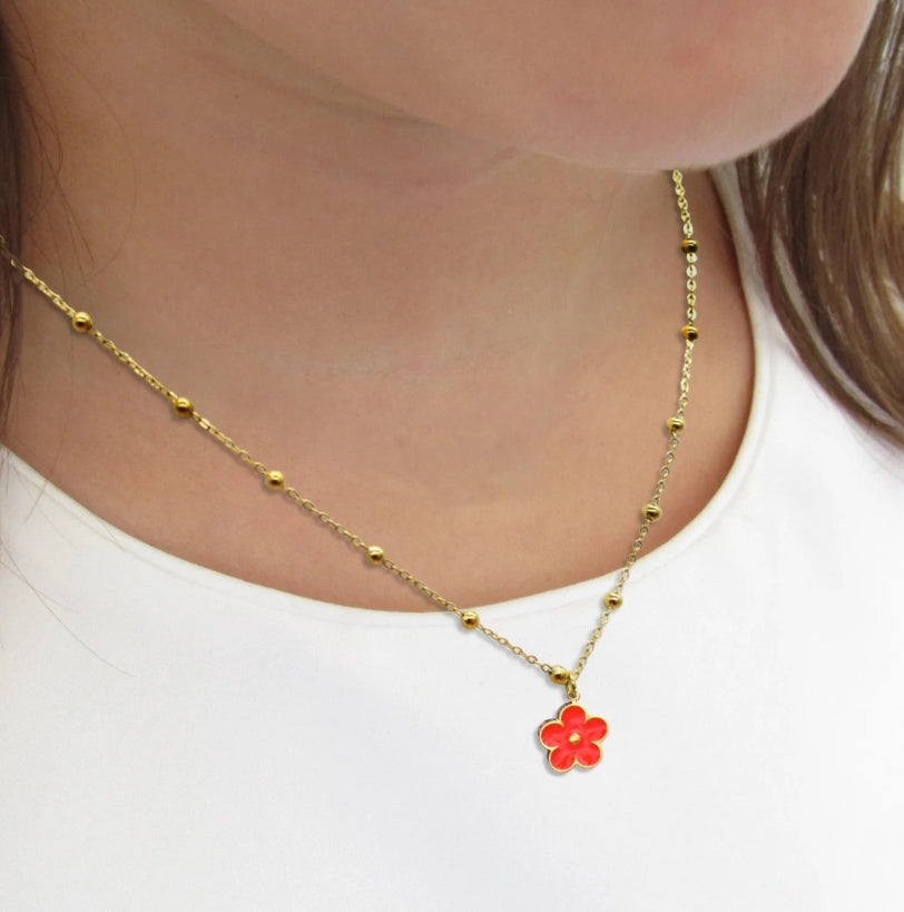 Collier en acier inoxydable fleur
