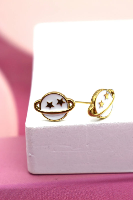 Boucles d'oreilles en acier inoxydable planète