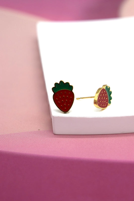 Boucles d'oreilles en acier inoxydable fraise
