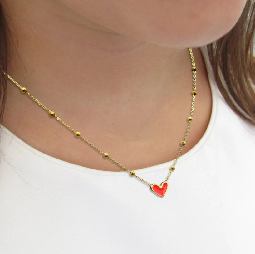 Collier en acier inoxydable coeur