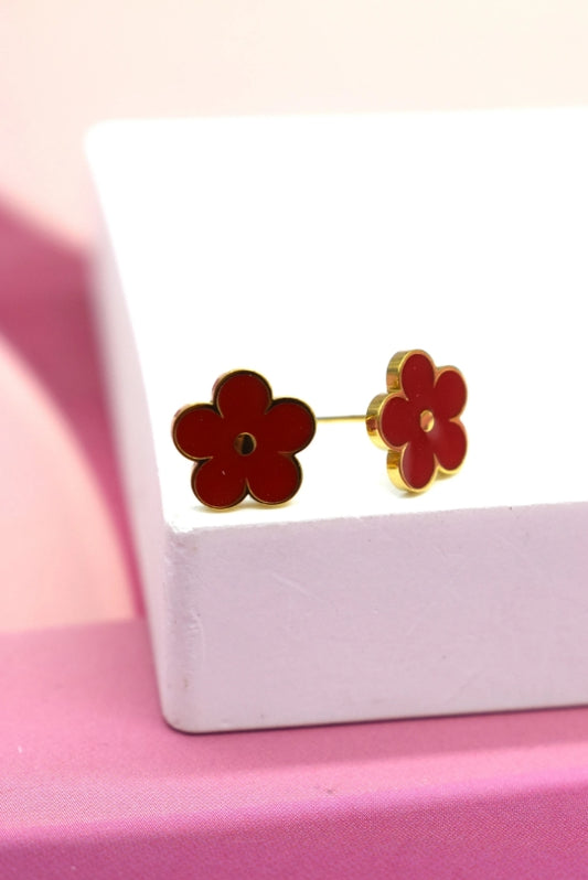 Boucles d'oreilles en acier inoxydable fleur