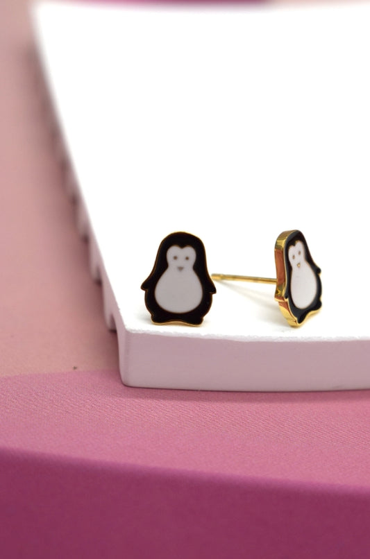 Boucles d'oreilles en acier inoxydable pingouin