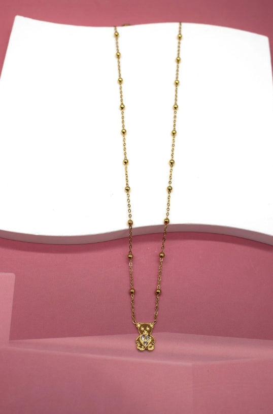 Collier en acier inoxydable ours brillant