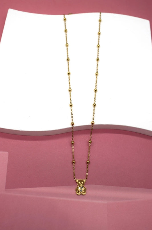 Collier en acier inoxydable ours brillant