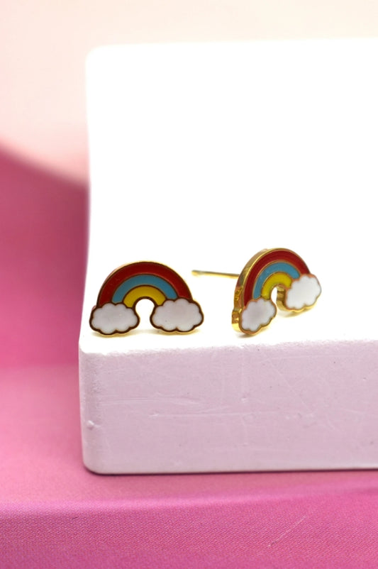 Boucles d'oreilles en acier inoxydable arc en ciel