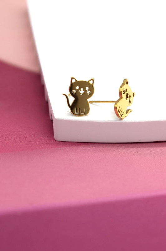 Boucles d'oreilles en acier inoxydable chat