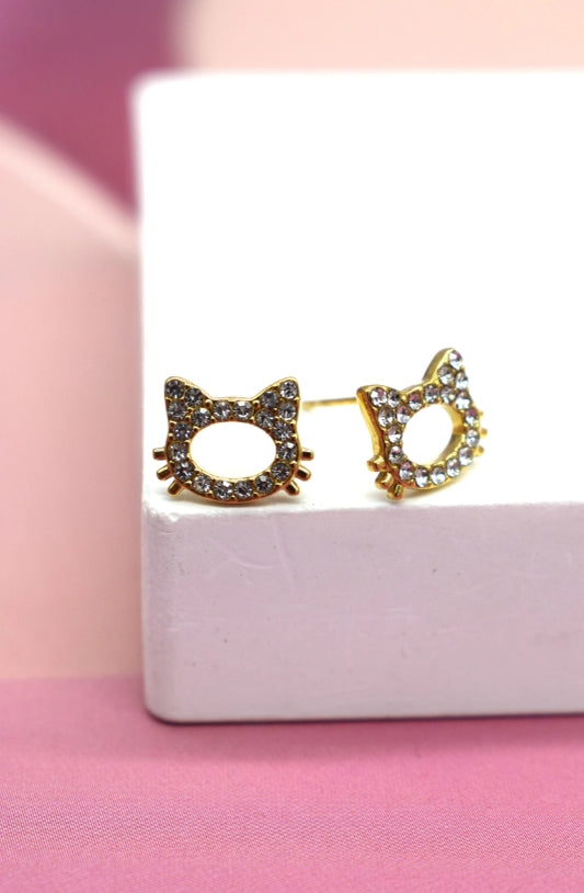 Boucles d'oreilles en acier inoxydable chat étincelant