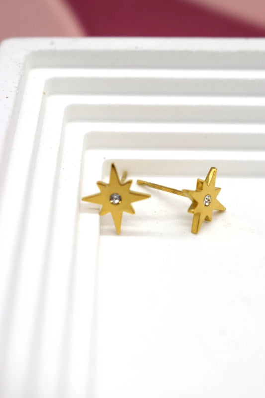 Boucles d'oreilles en acier inoxydables étoile brillante
