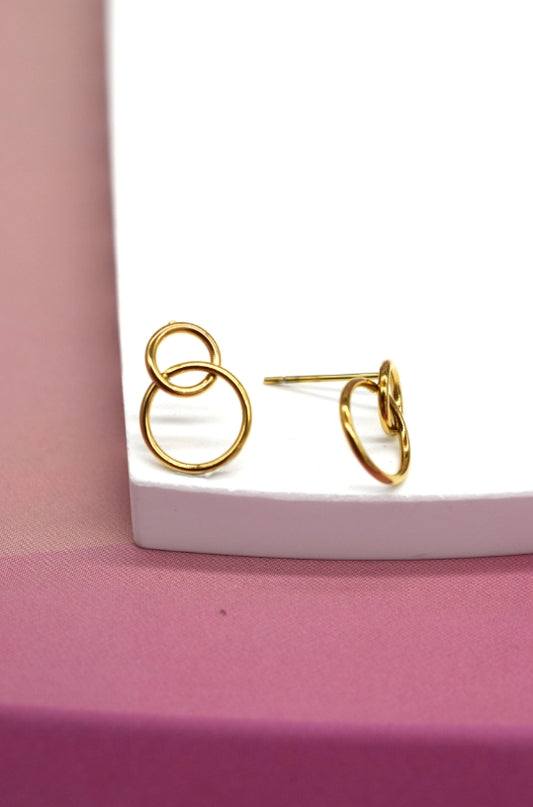 Boucles d'oreilles en acier inoxydable 2 cercles