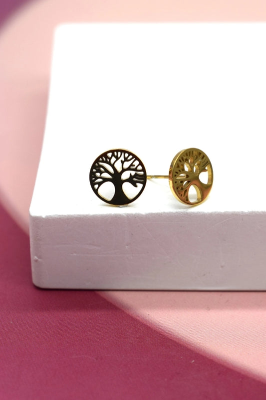 Boucles d'oreilles en acier inoxydable arbre de vie