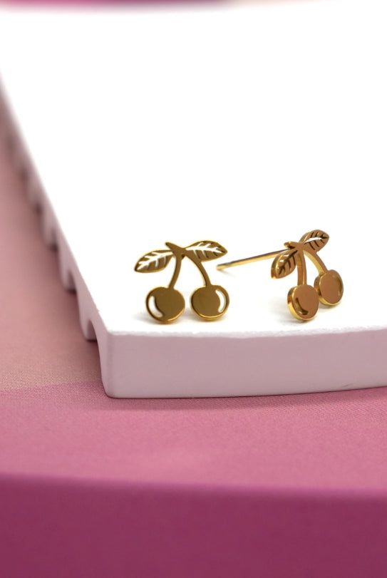 Boucles d'oreilles en acier inoxydable cerise