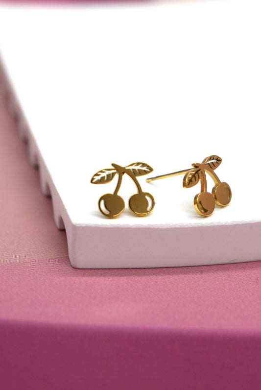 Boucles d'oreilles en acier inoxydable cerise