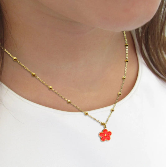 Collier en acier inoxydable fleur