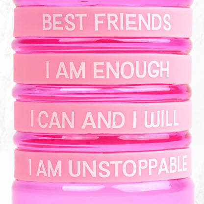 Gourde avec bracelets amovibles "positive vibes"