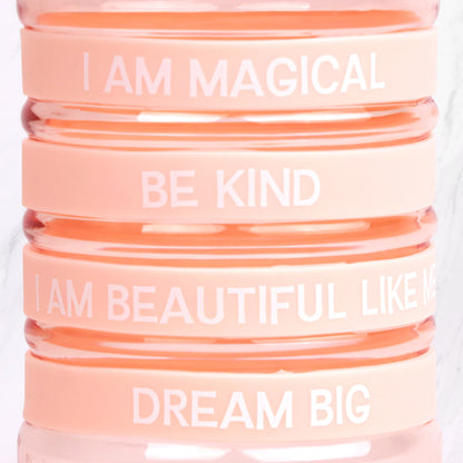 Gourde avec bracelets amovibles "positive vibes"